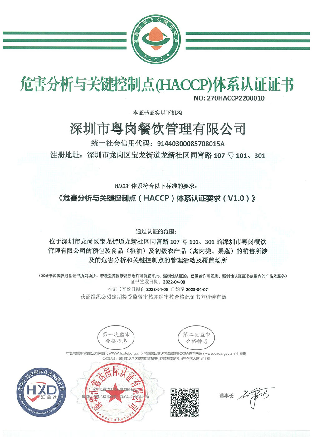 危害分析與關(guān)鍵控制點(diǎn)體系證書(shū)_品牌榮譽(yù)